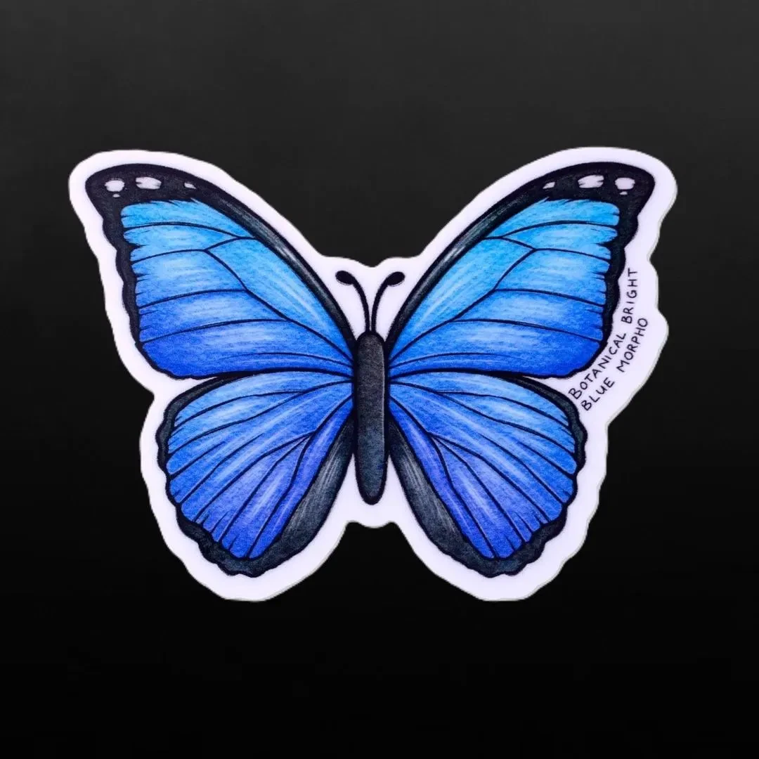 Blue Morpho Butterfly Sticker - Waterproof Vinyl Nature Decal