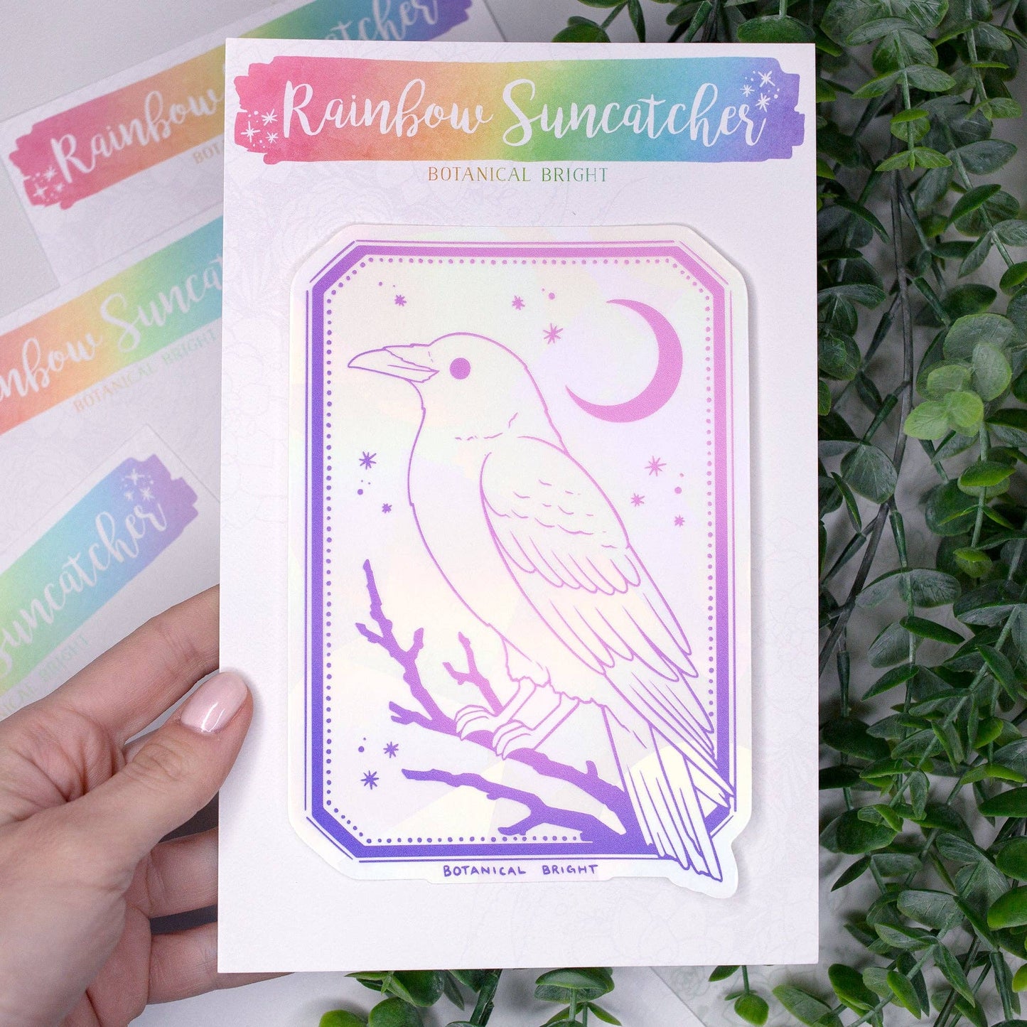 Raven Bird Sun Catcher Rainbow Maker Window Sticker - Indoor Window Decal