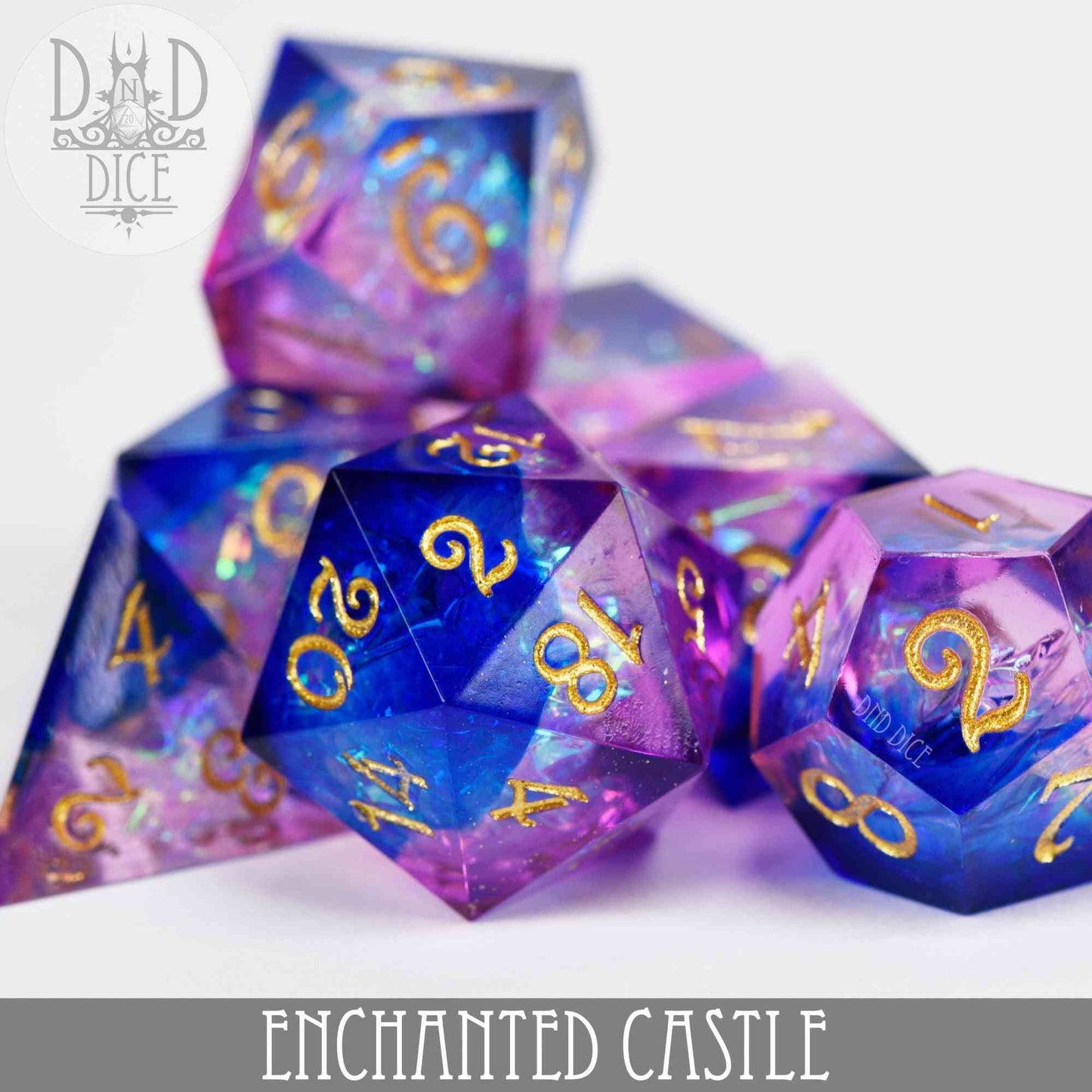 Dice Set - Enchanted Castle - Handmade - 7 Resin Dice