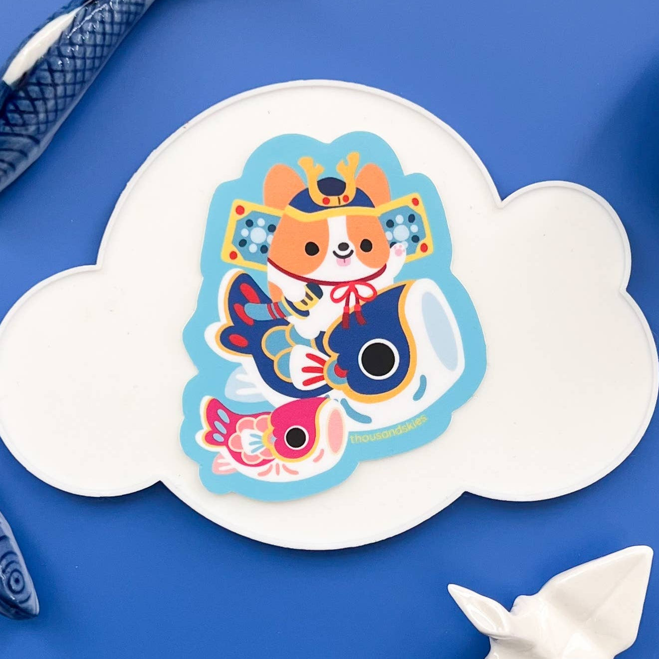 Corgi Sticker - Carp Fish - Japantown - Waterproof Vinyl