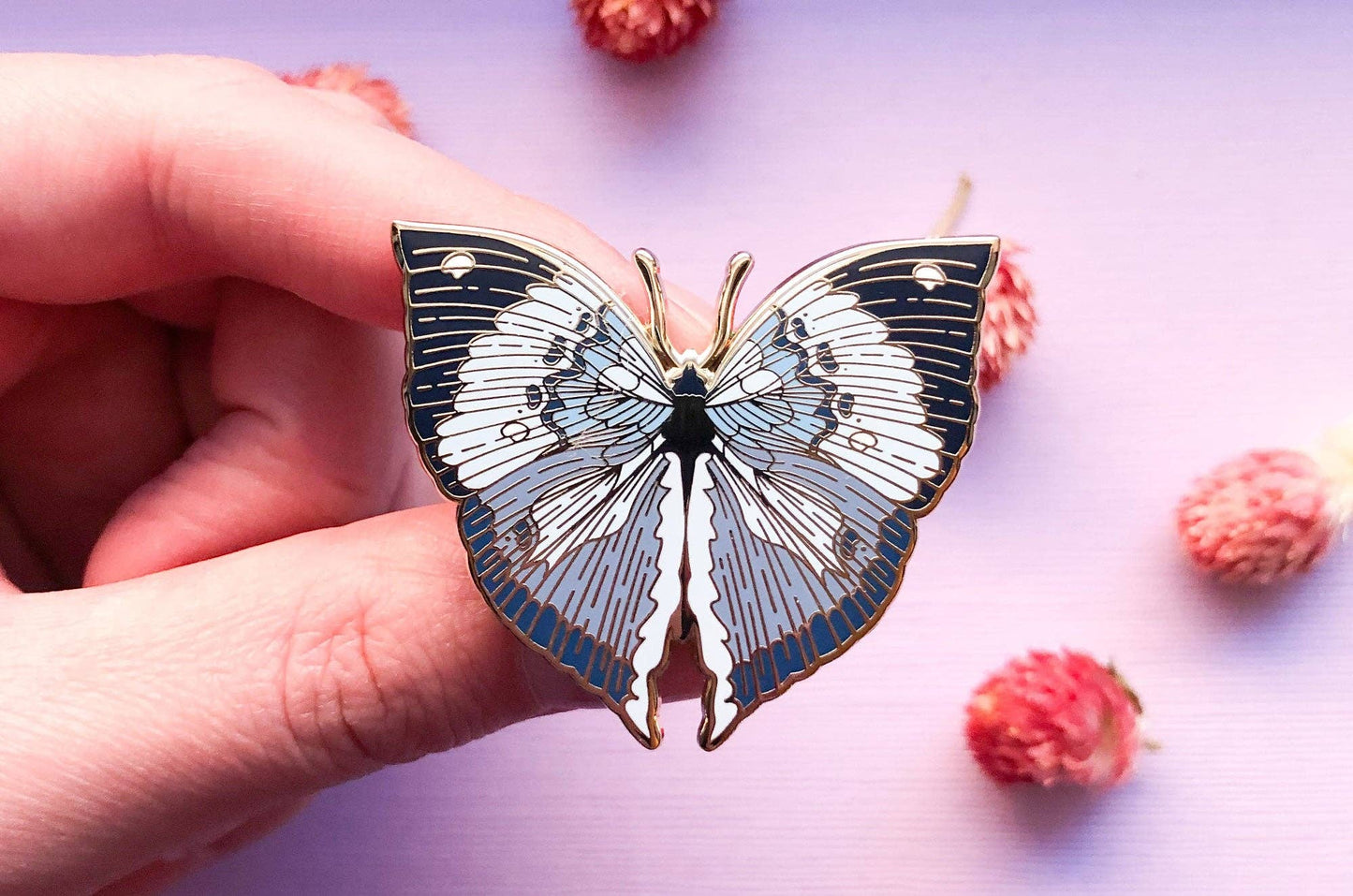 Blue Oakleaf Butterfly Enamel Pin