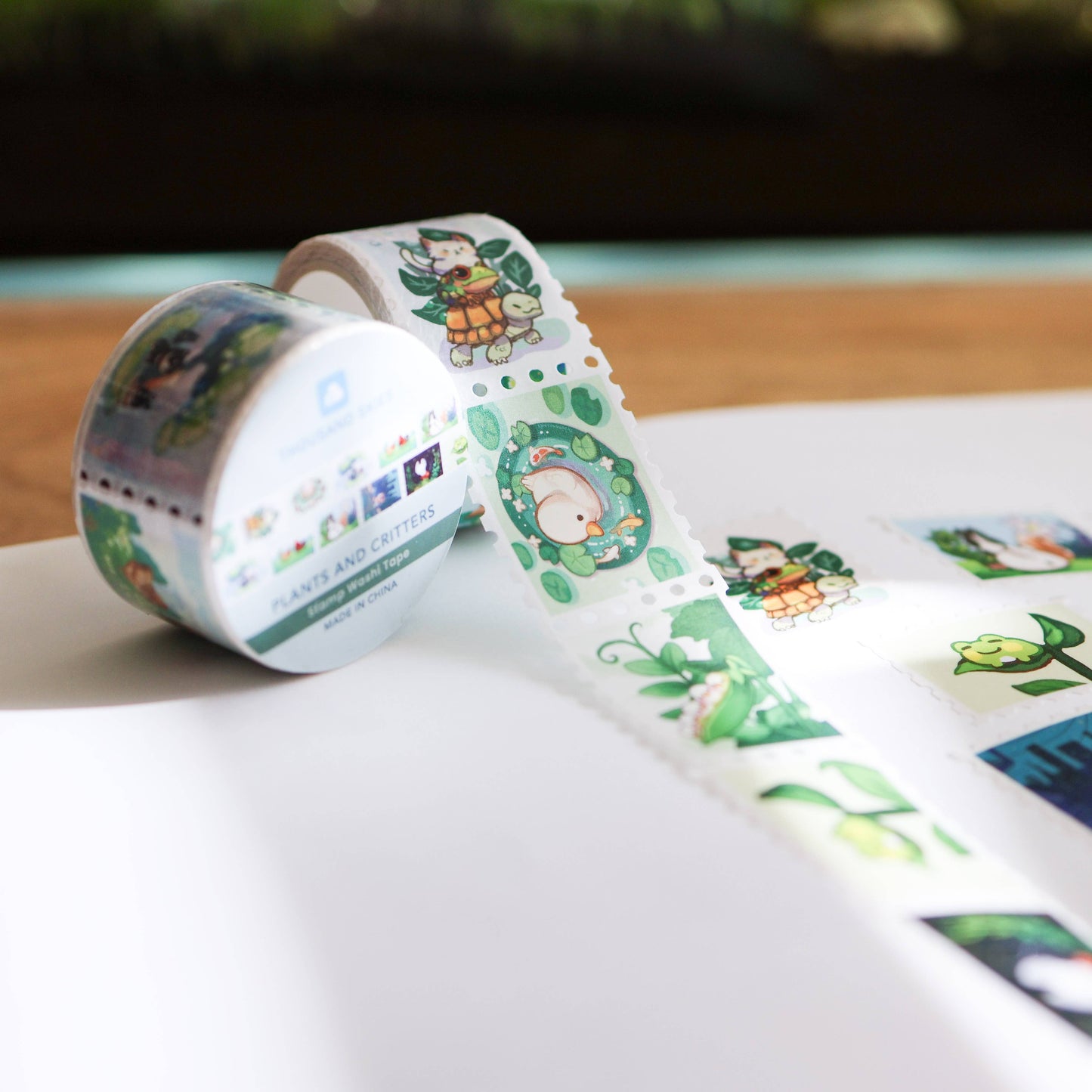 Stamp Washi Tape - Plants and Critters - Chickens, Rabbits, Ducks, Cats, & More
