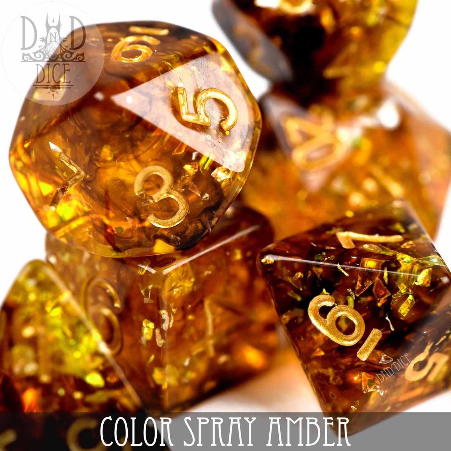 Dice Set - Color Spray Amber - 7 Resin Dice