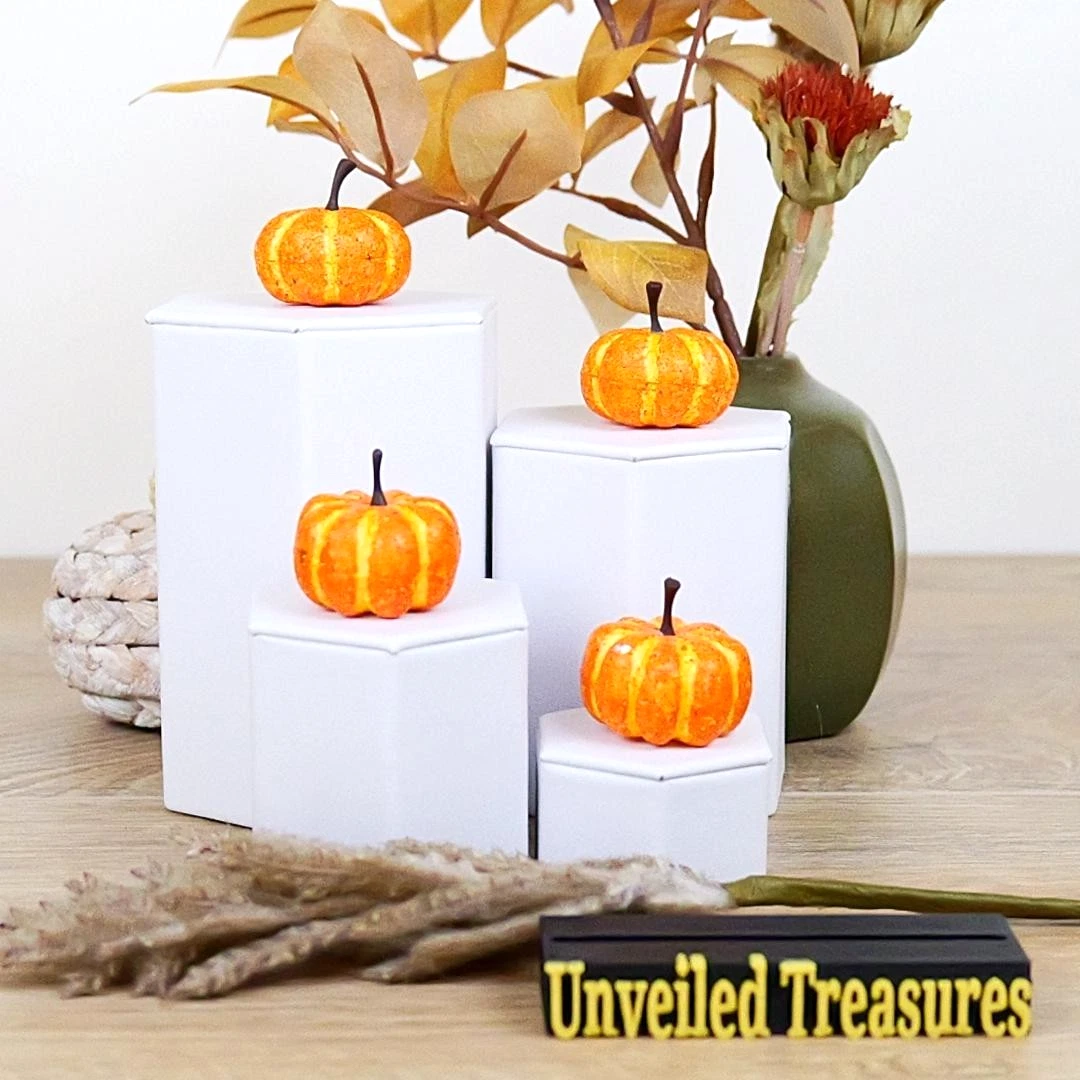 Light Orange Miniature Artificial Pumpkins - 1-1/4" Inch - Fall & Halloween Crafts
