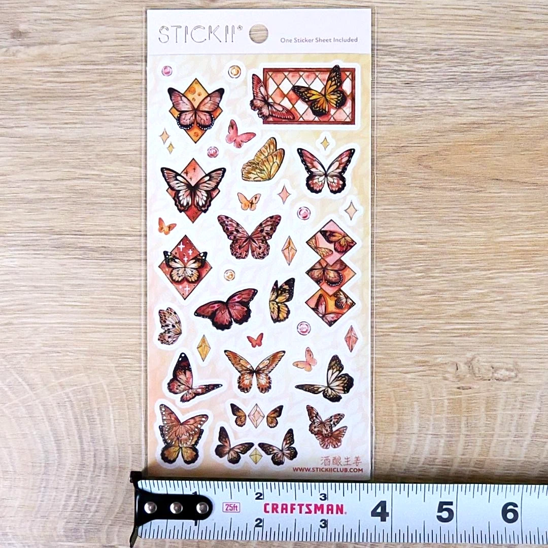 Butterfly Beauties Stickers - 1 Sticker Sheet for Scrapbooks, Diaries, & Crafts