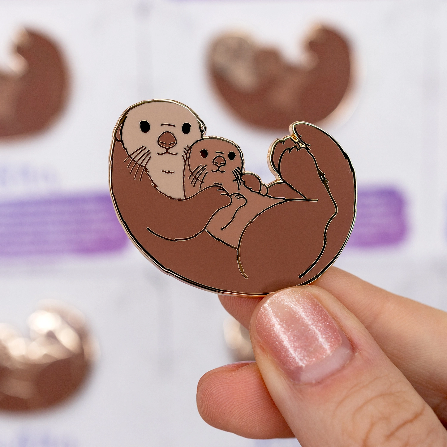 Sea Otter Enamel Pin - Gold Plated Wildlife Jewelry - Sea Life Brooch