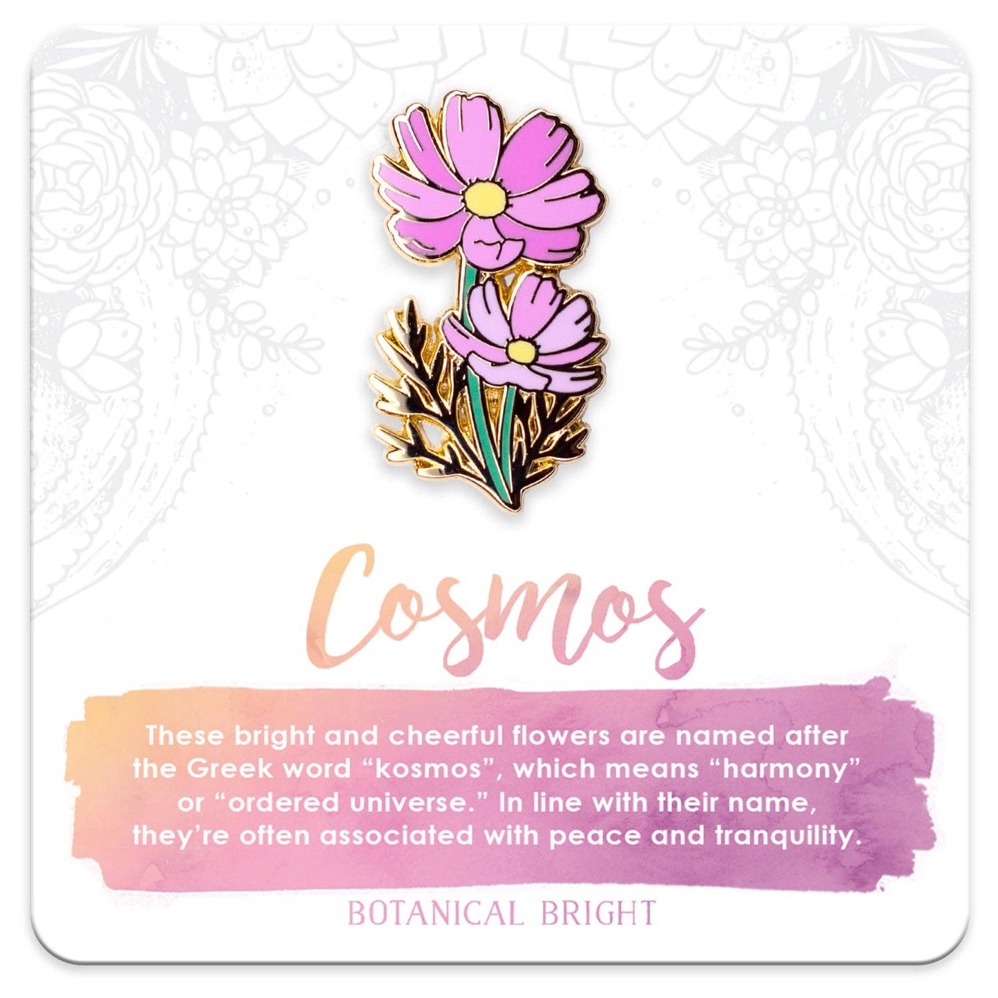 Cosmos Flower Enamel Pin - Gold Plated Nature Jewelry - Floral Brooch