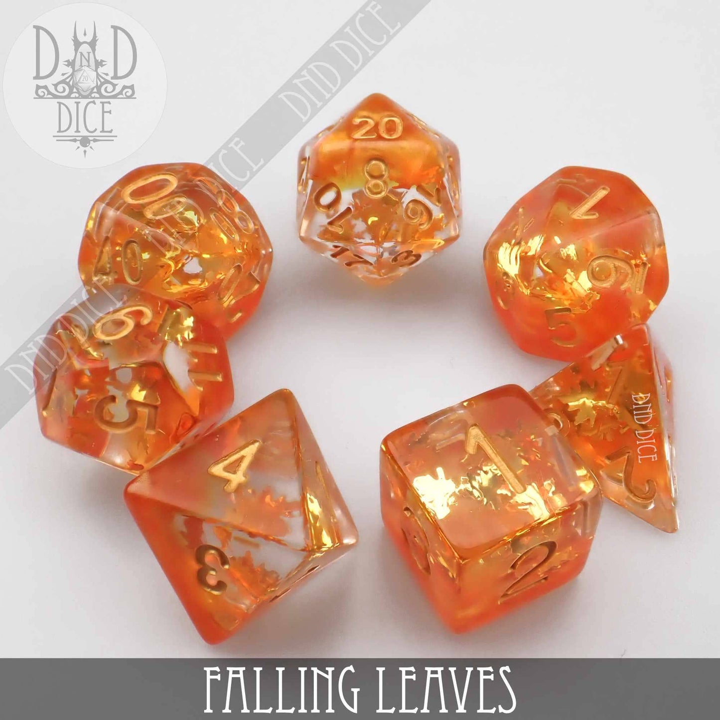 Dice Set - Falling Leaves - 7 Resin Dice