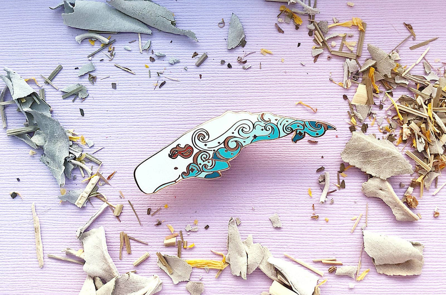 Waves Sperm Whale Pin - Fire in the Sky