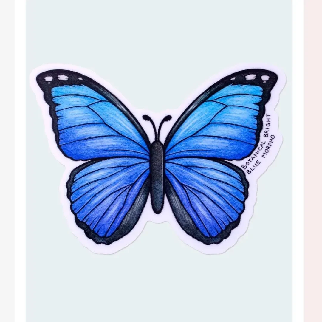 Blue Morpho Butterfly Sticker - Waterproof Vinyl Nature Decal