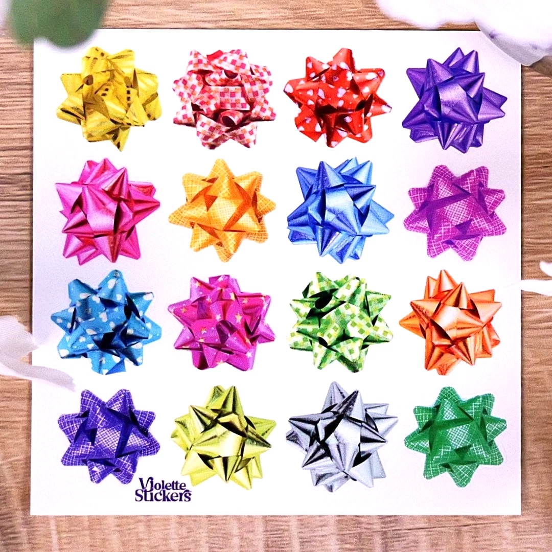 Present Bows Stickers - Realistic Gift Wrapping Sticker Sheets