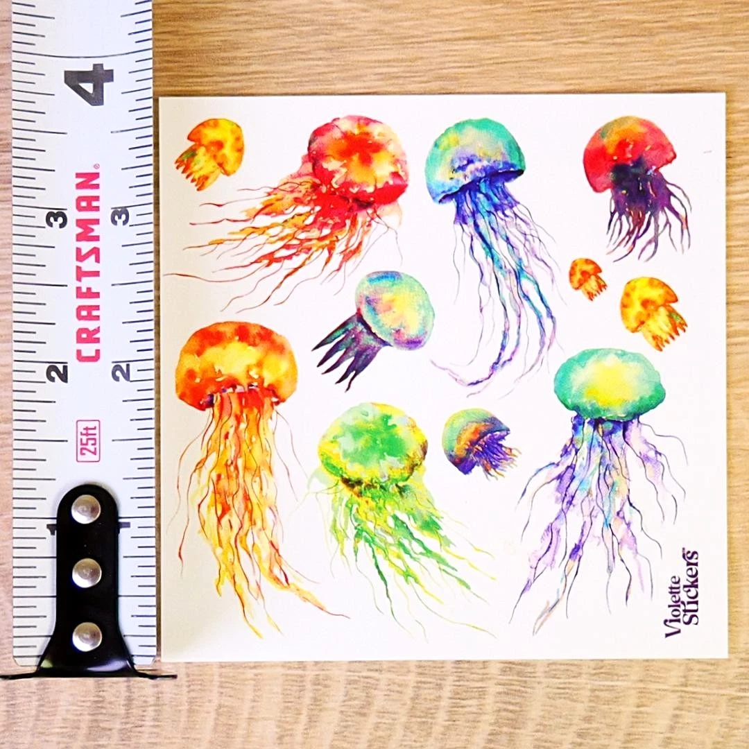 Jellyfish Stickers - Colorful Sea Life & Ocean Sticker Sheets