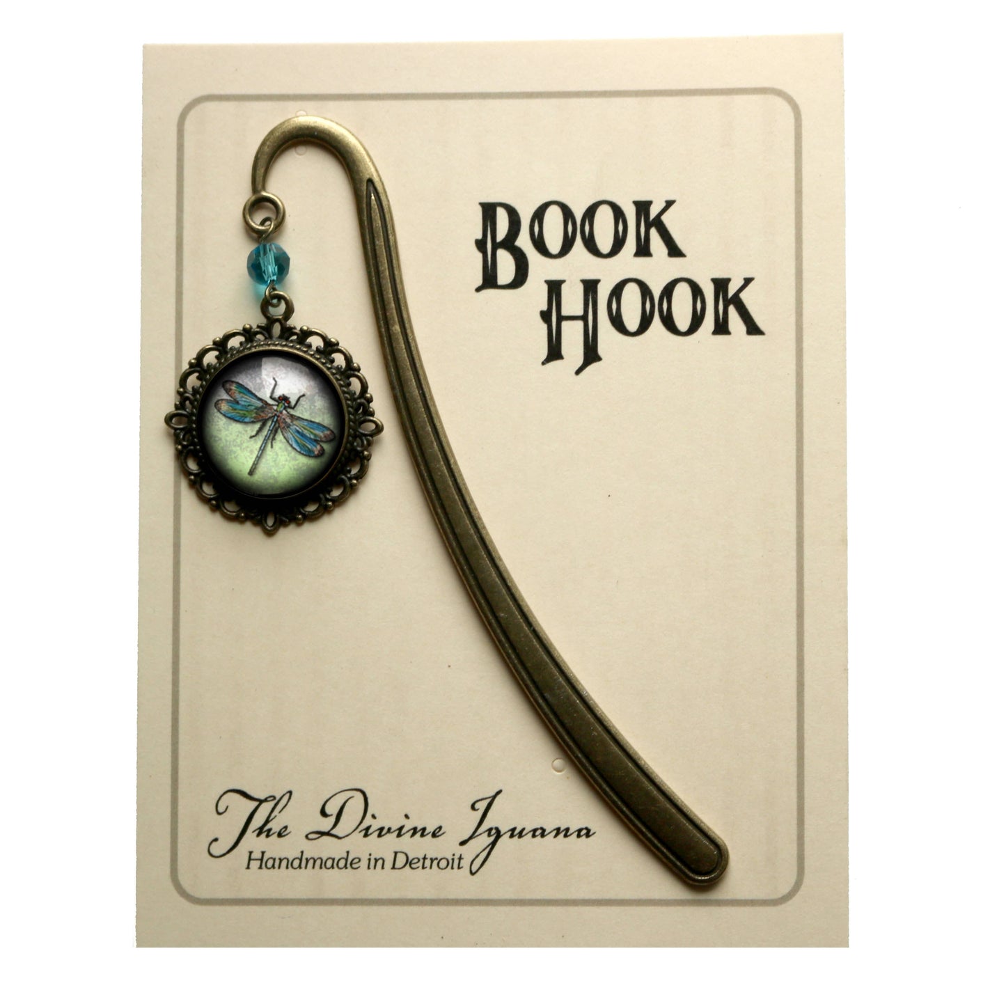 Dragonfly Bookmark - Vintage Inspired Glass Cabochon - Bronze