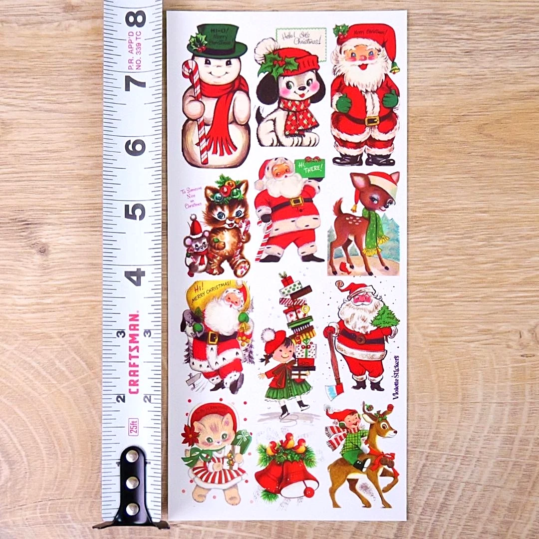 Christmas Stickers - Vintage 1950's Holiday Greeting Sticker Sheets