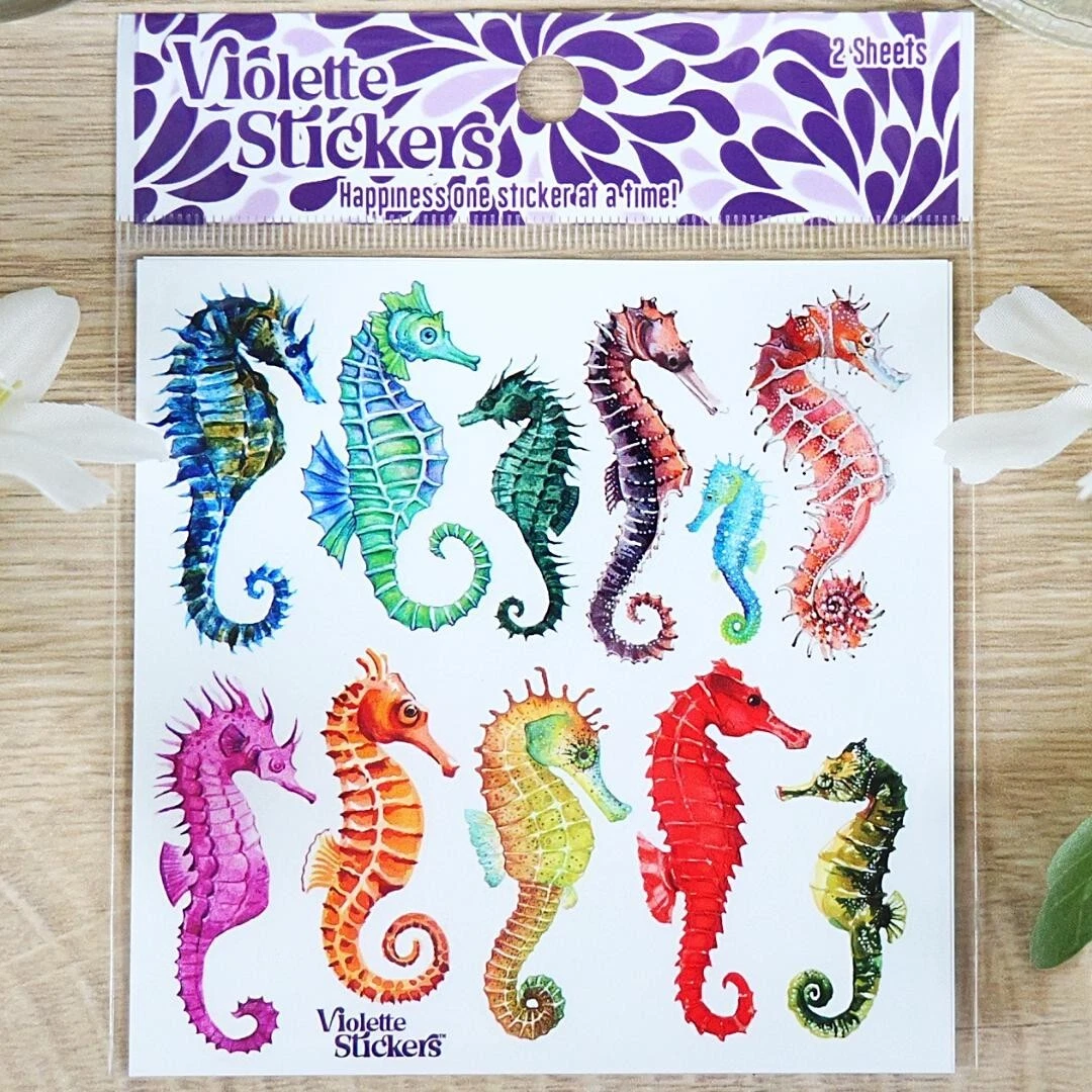 Seahorse Stickers - 2 Colorful Sea Life Sticker Sheets