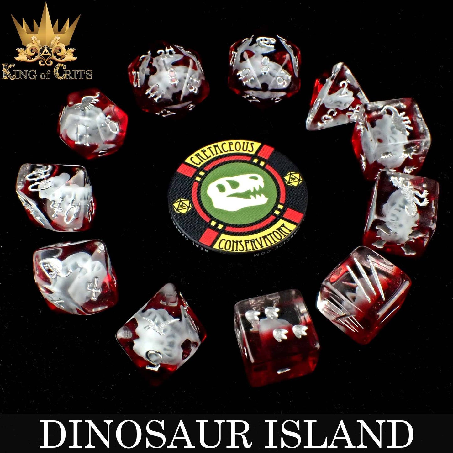 Dice Set - Dinosaur Island - 11 Resin Dice