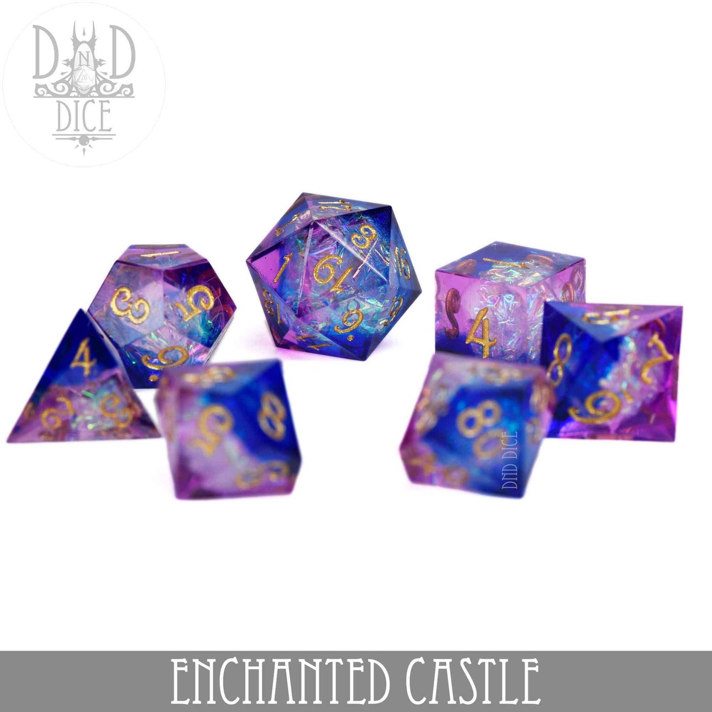 Dice Set - Enchanted Castle - Handmade - 7 Resin Dice