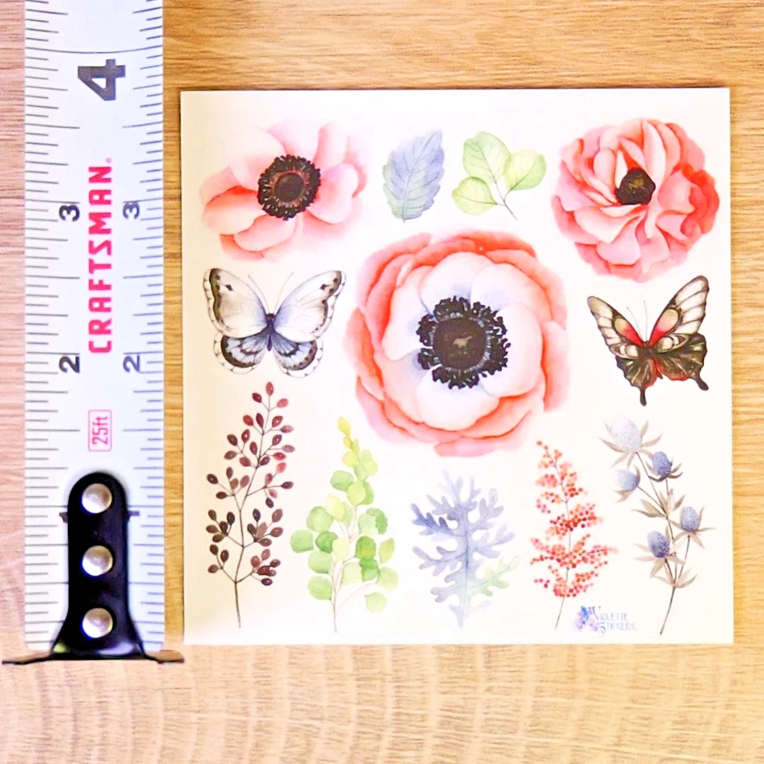 Blush Flower Stickers - Pastel Nature & Garden Sticker Sheets