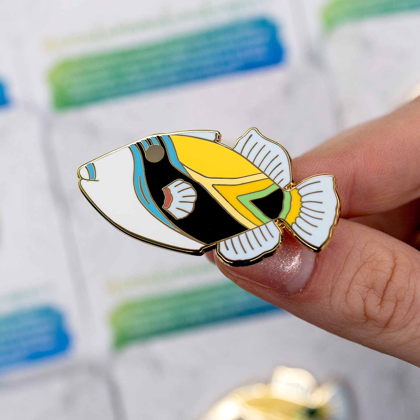 Humuhumunukunukuapua'a Enamel Pin - Gold Plated Nature Jewelry - Hawaii State Fish