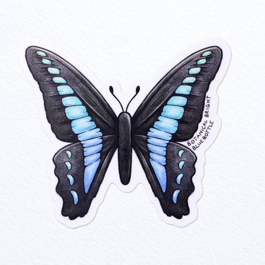 Bluebottle Butterfly Sticker - Waterproof Vinyl