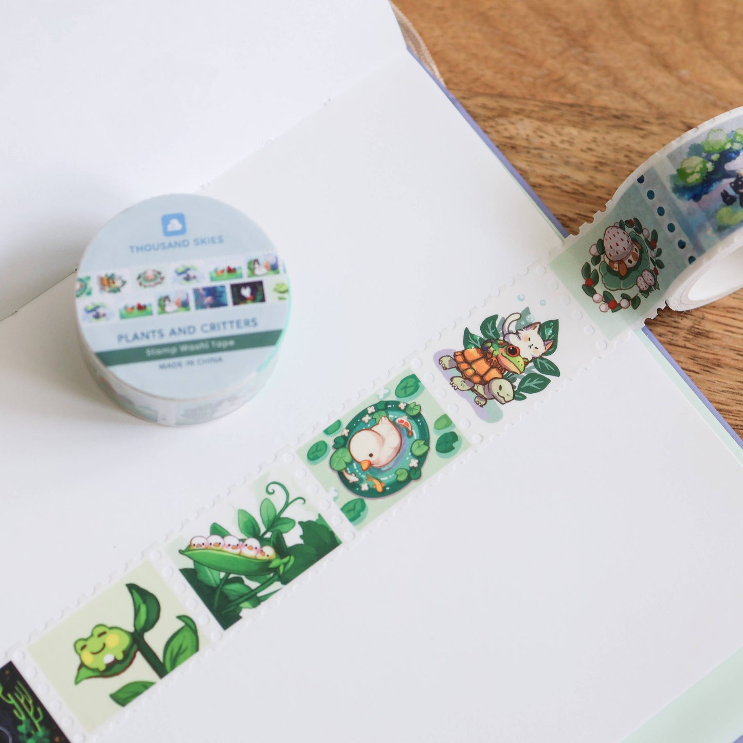 Stamp Washi Tape - Plants and Critters - Chickens, Rabbits, Ducks, Cats, & More