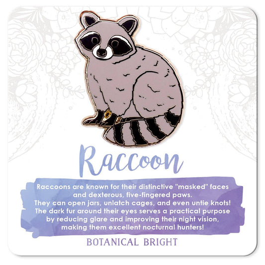 Raccoon Animal Enamel Pin - Gold Plated Nature Jewelry