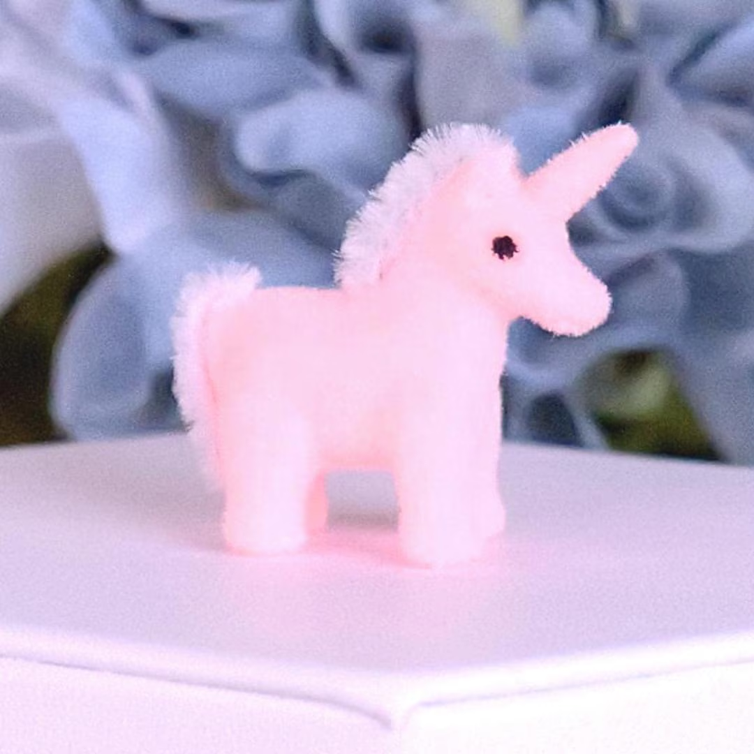 Miniature Flocked Unicorn Figurine - Mini Unicorn Figurines - Crafts, Dioramas, & Displays
