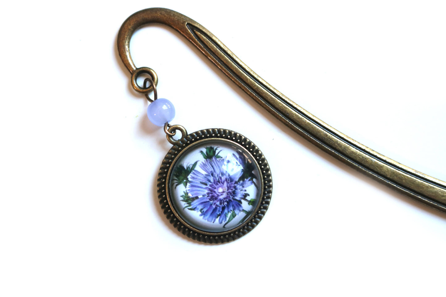 Purple Aster Flower Bookmark - Bronze