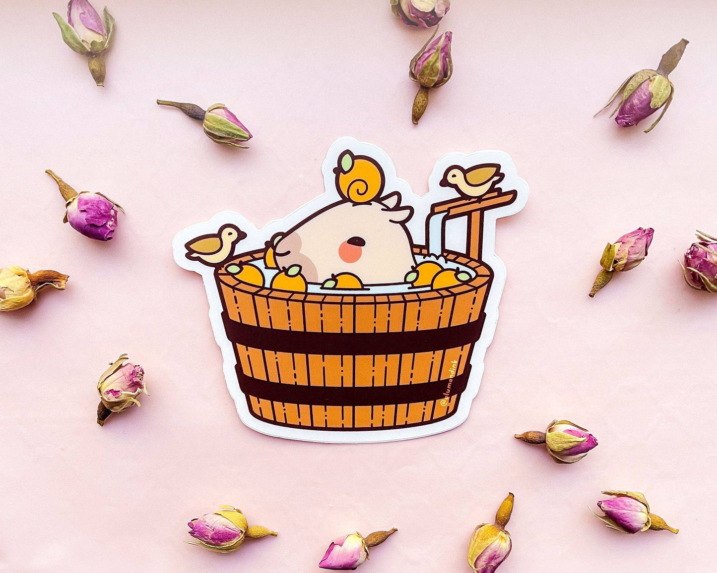 Curly Lounging in a Spa Bucket Sticker - Clear Vinyl