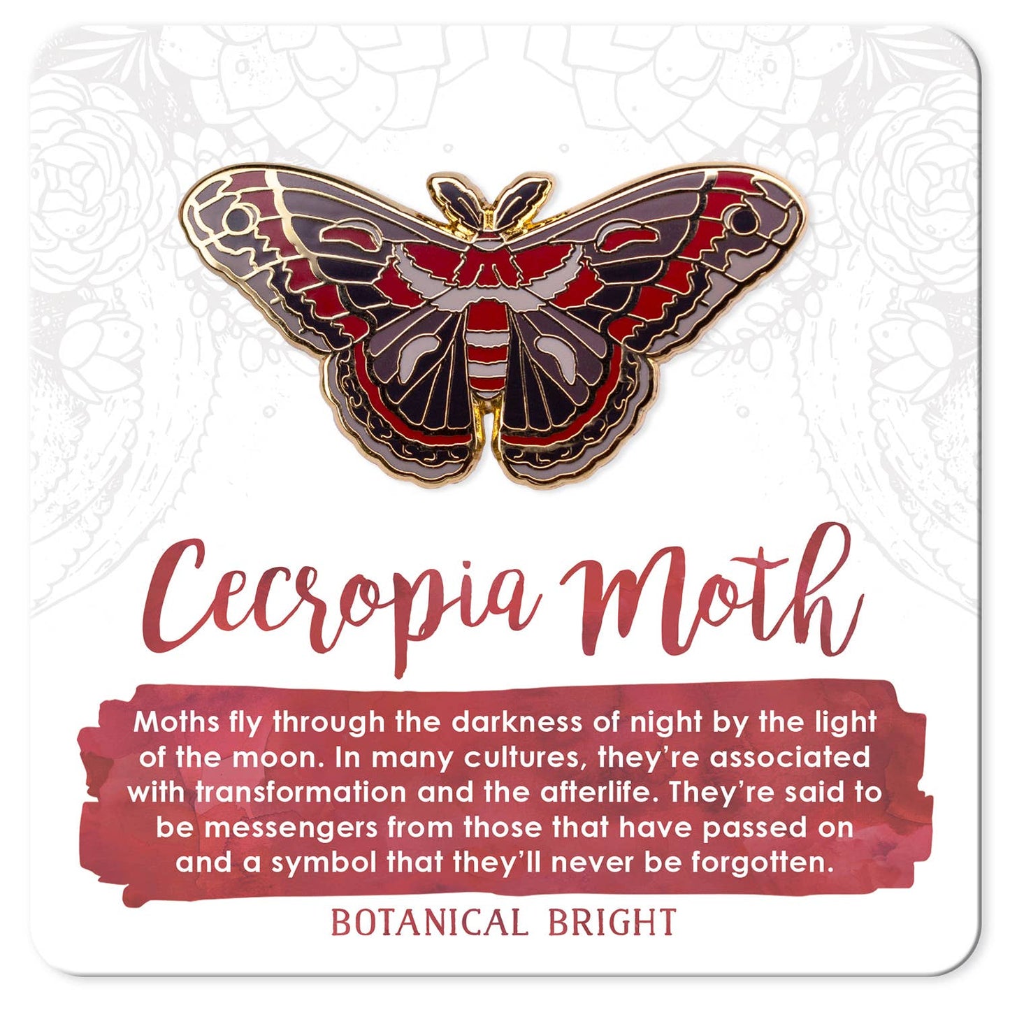 Cecropia Moth Enamel Pin