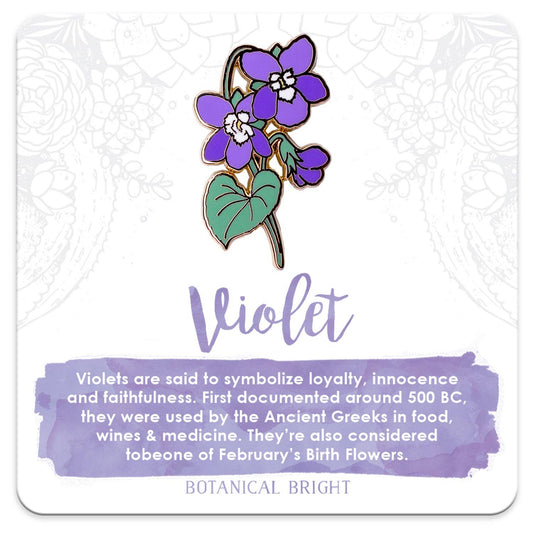 Violet Enamel Pin - February Birth Flower