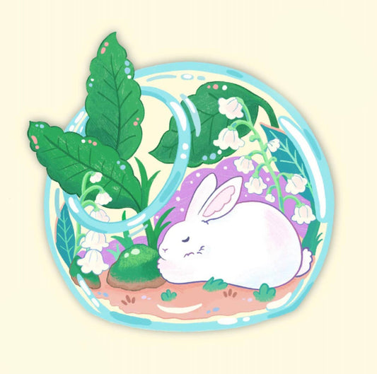 Rabbit Terrarium Sticker - Transparent - Vinyl