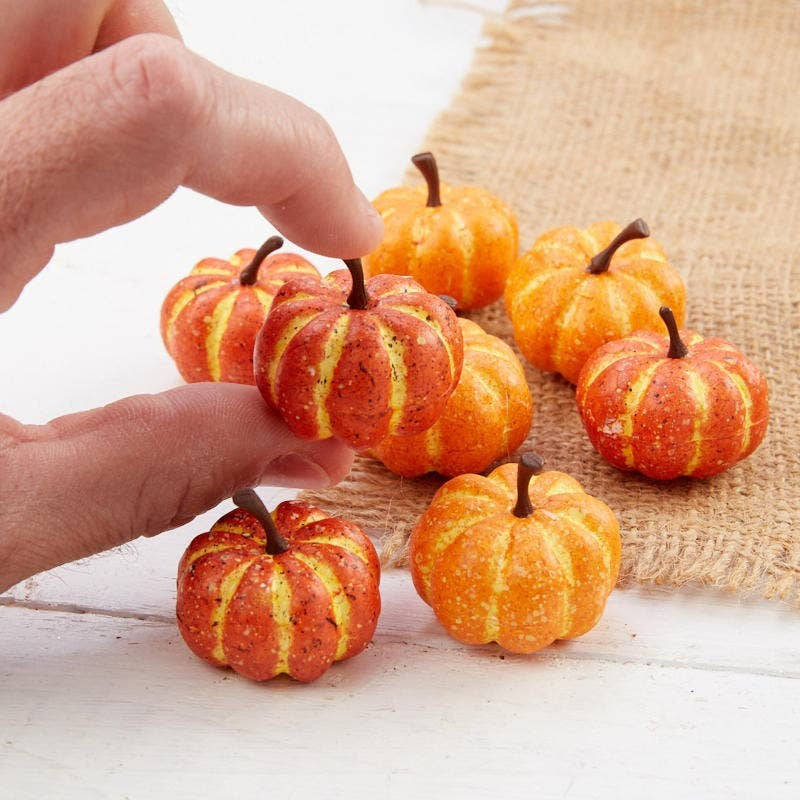 Dark Orange Miniature Artificial Pumpkins - 1-1/4" Inch - Fall & Halloween Crafts