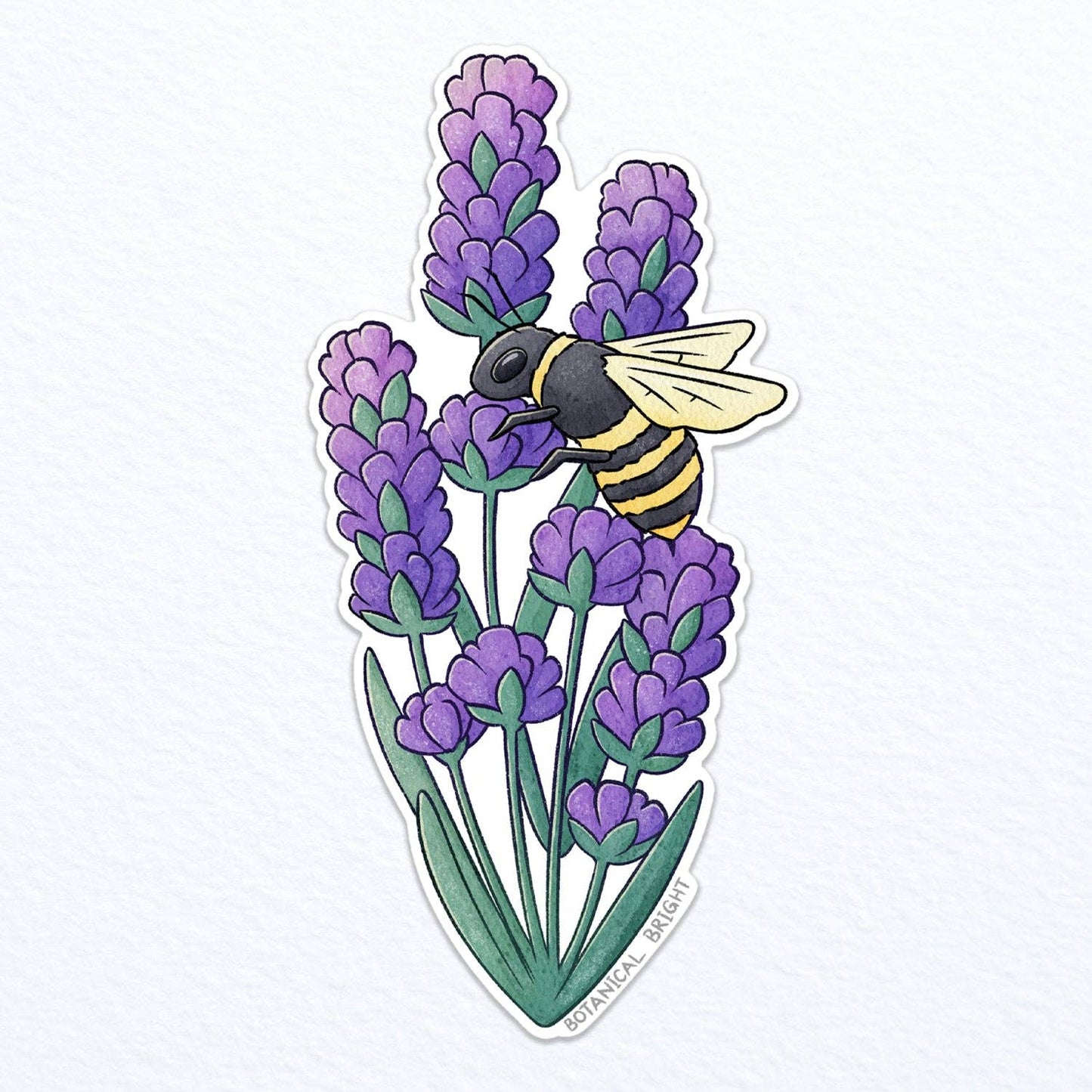 Bee and Lavender Flower Sticker - Waterproof Vinyl