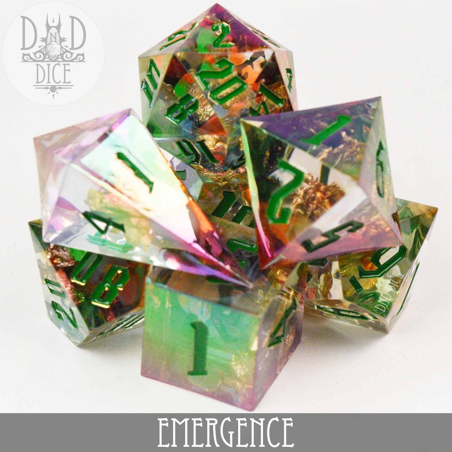 Dice Set - Emergence - Handmade - 7 Resin Dice