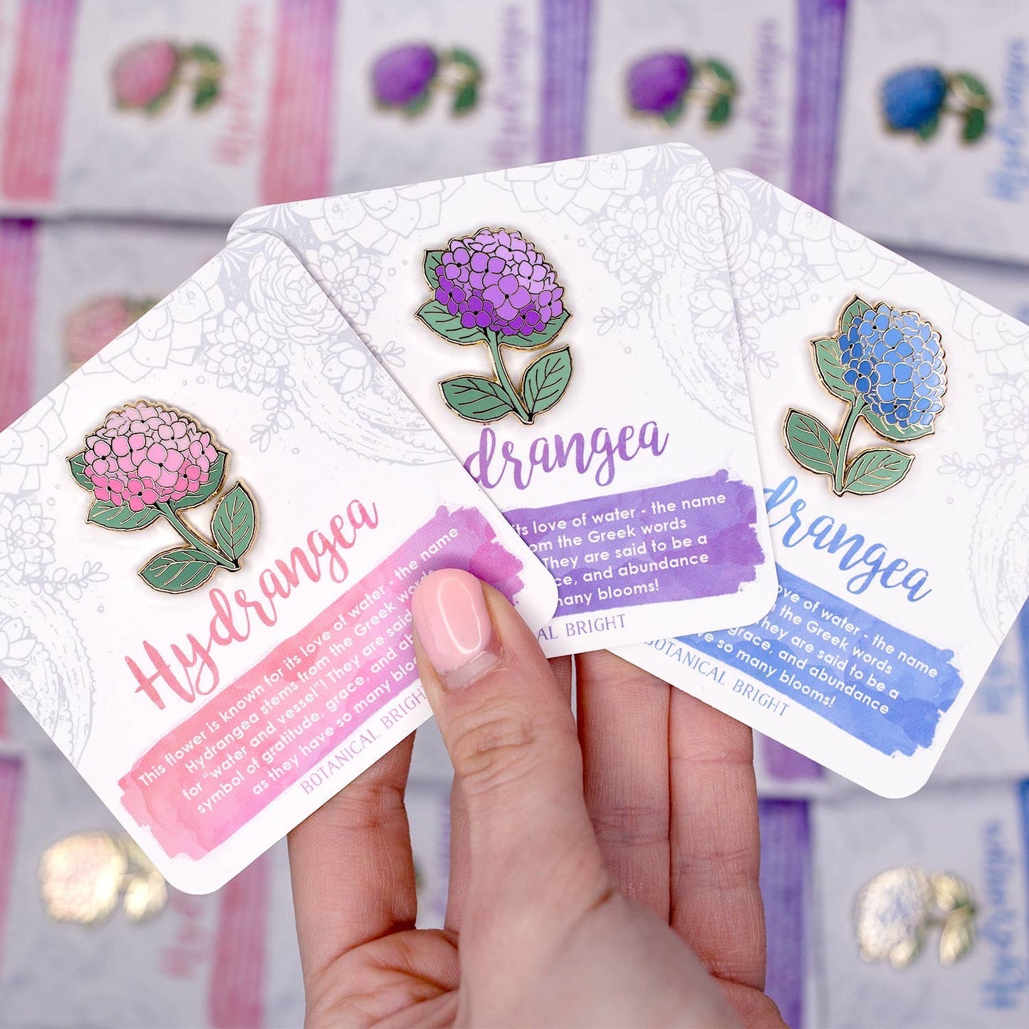 Hydrangea Flower Enamel Pin - Blue, Purple, or Pink - You Choose