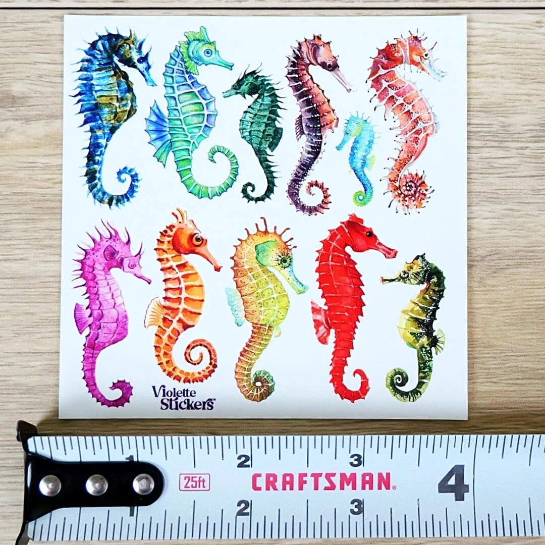 Seahorse Stickers - 2 Colorful Sea Life Sticker Sheets