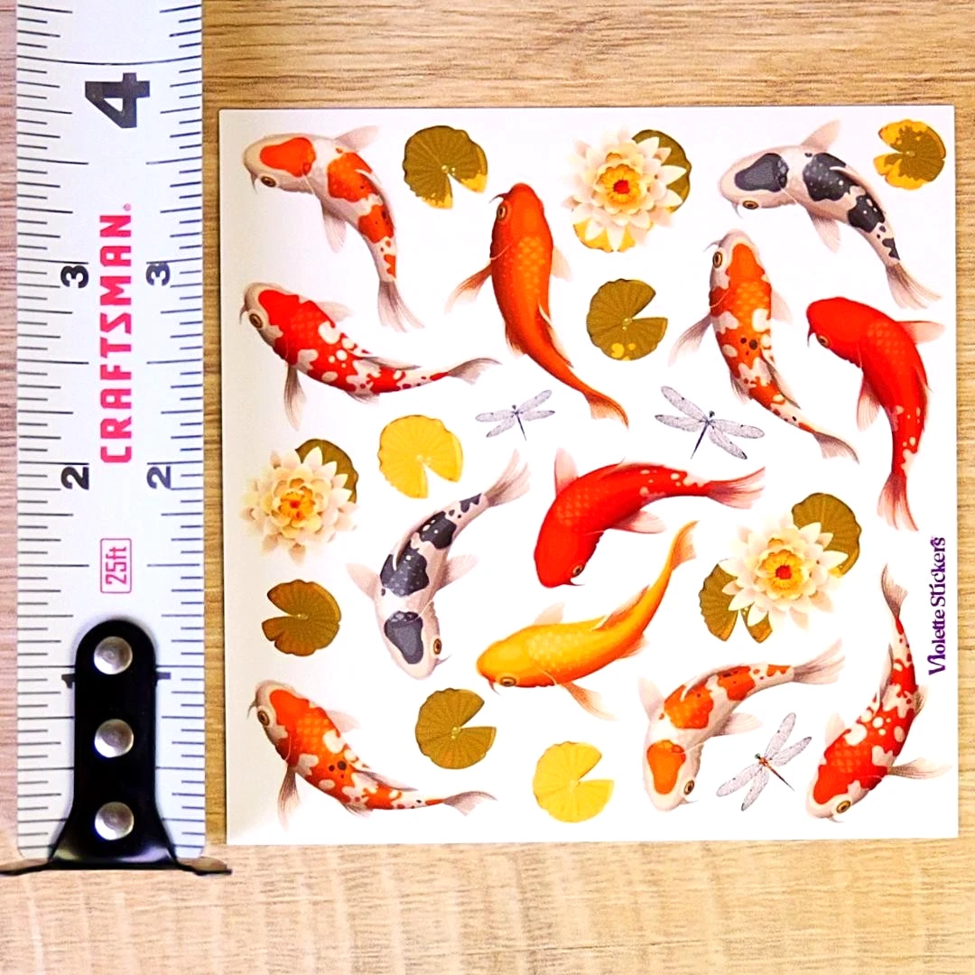 Koi Fish Stickers - Garden & Nature Pond Sticker Sheets