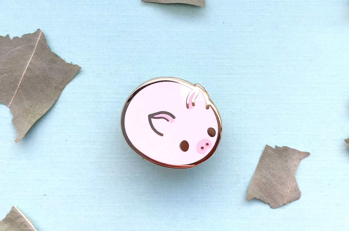 Pig Bun Enamel Pin - Gold Plated Base