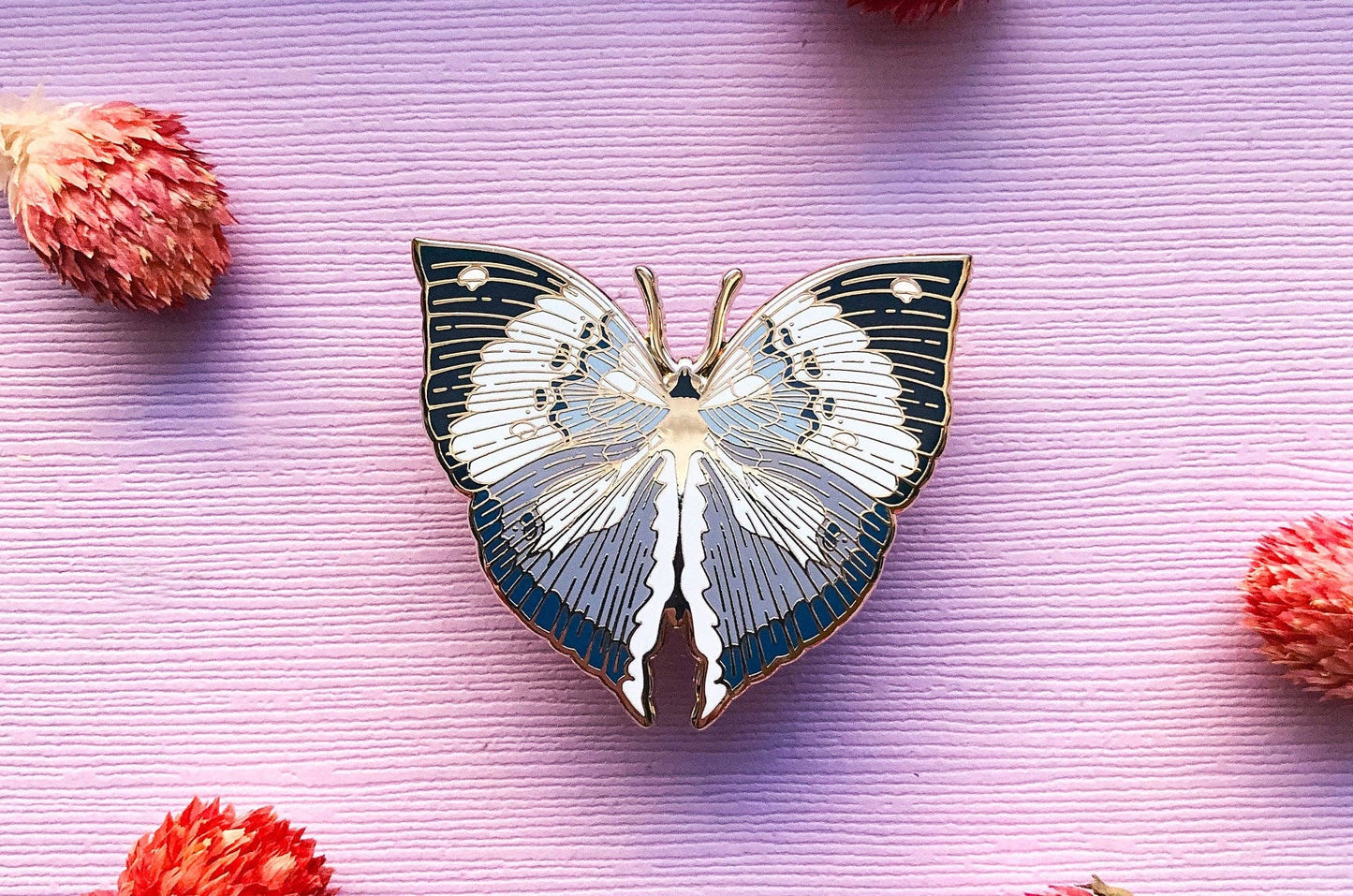 Blue Oakleaf Butterfly Enamel Pin