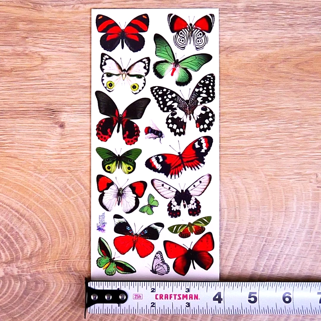 Holiday Butterflies Stickers - Christmas Colors Sticker Sheet