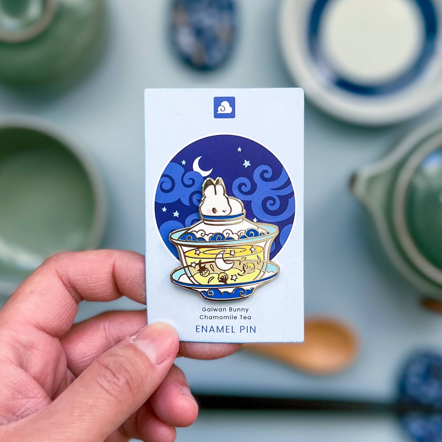 Bunny Rabbit Enamel Pin - Gaiwan - Chamomile Tea