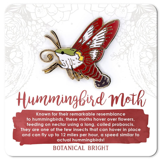 Hummingbird Moth Enamel Pin - Gold Plated Nature Jewelry