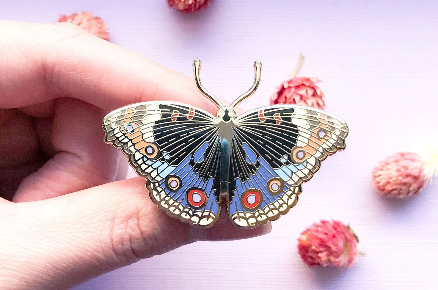 Blue Pansy Butterfly Enamel Pin