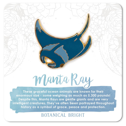Manta Ray Enamel Pin - Gold Plated Base