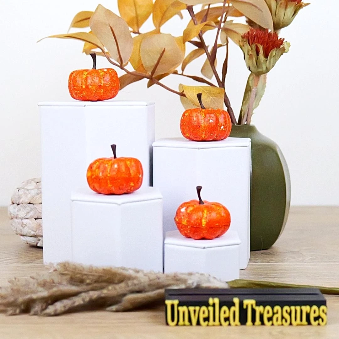 Dark Orange Miniature Artificial Pumpkins - 1-1/4" Inch - Fall & Halloween Crafts
