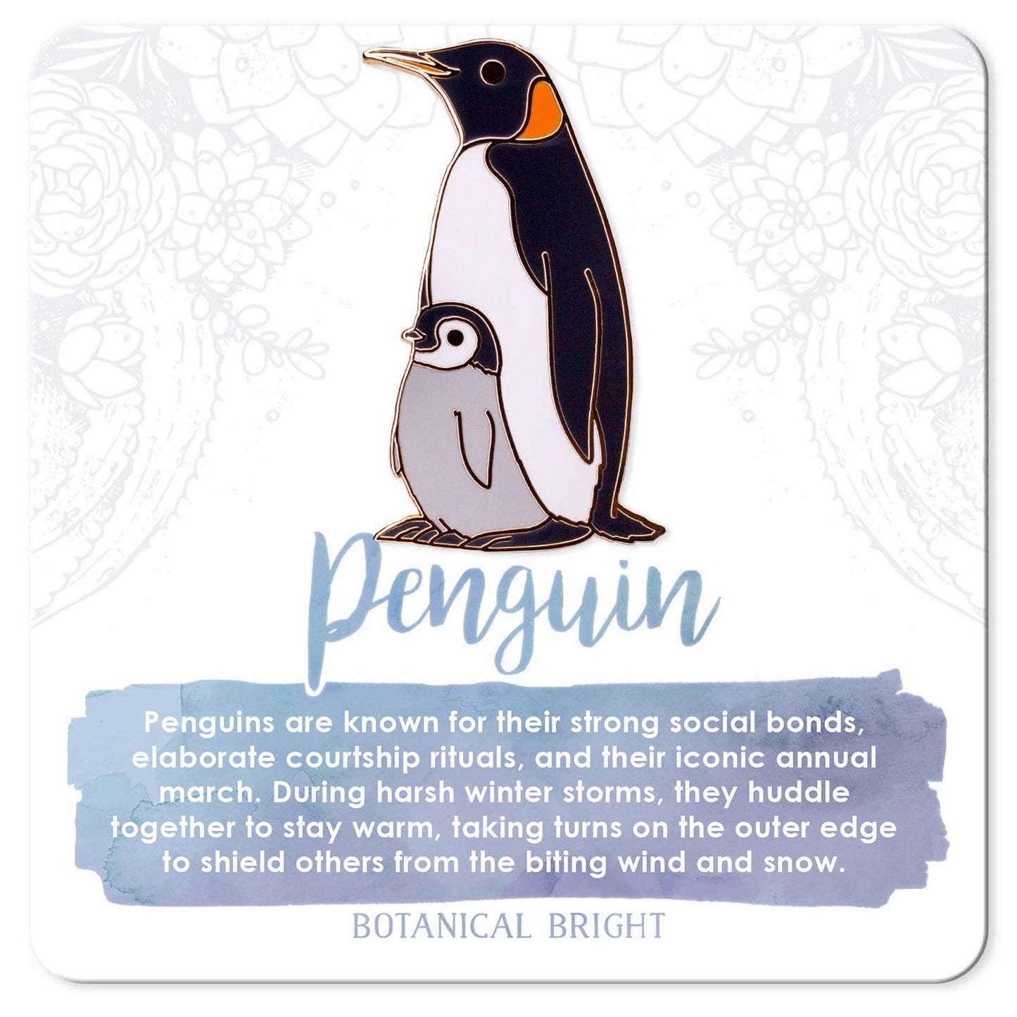 Penguin with Chick Enamel Pin