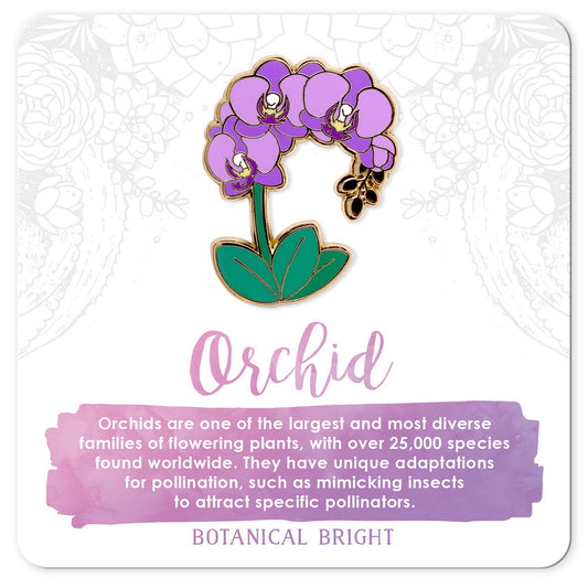Orchid Flower Enamel Pin - Gold Plated Nature & Floral Jewelry