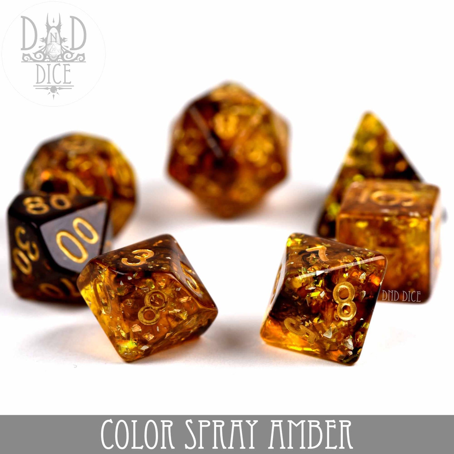 Dice Set - Color Spray Amber - 7 Resin Dice