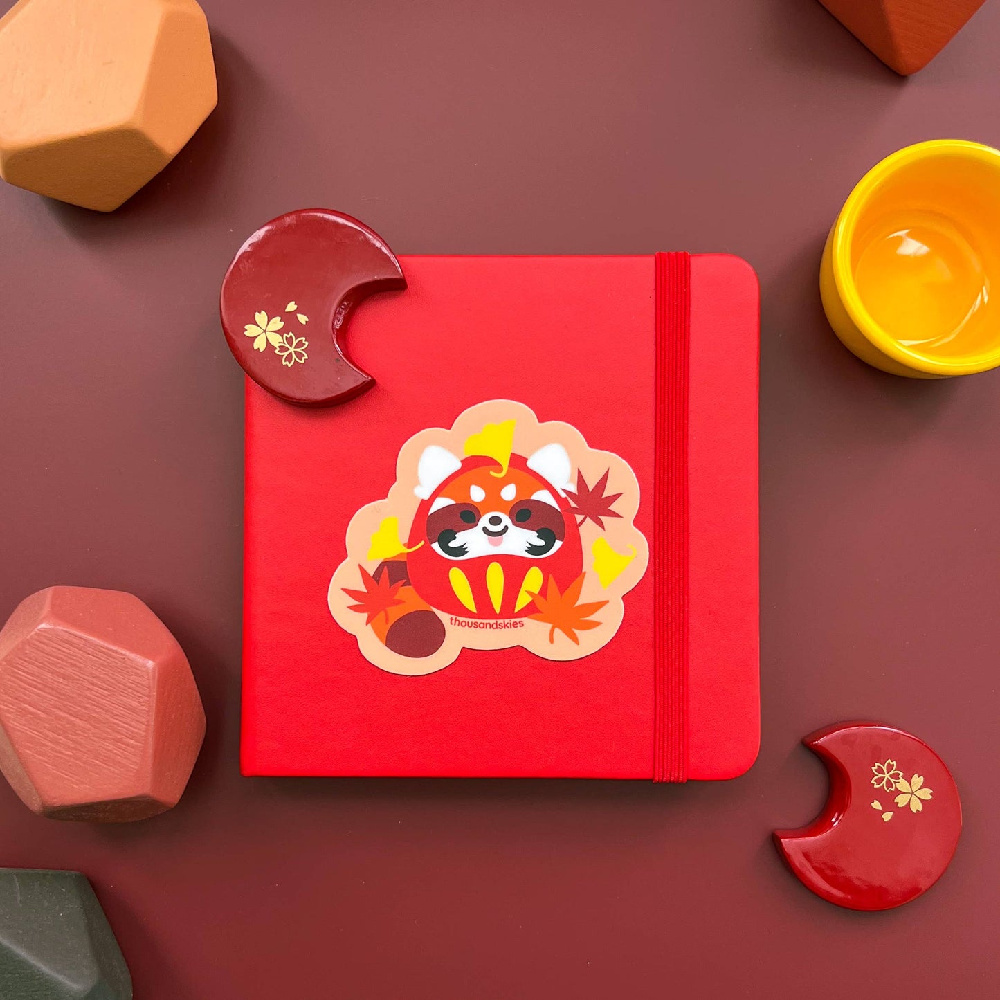 Red Panda Daruma Sticker - Japantown - Waterproof Vinyl